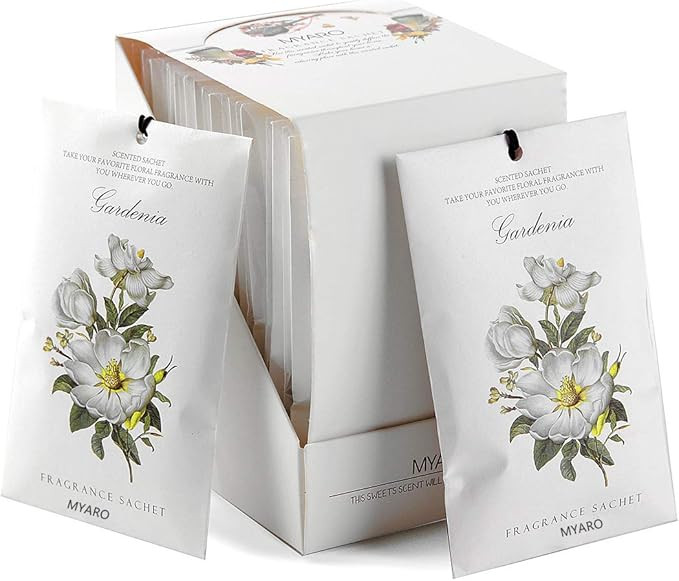 MYARO 12 Packs Gardenia Scented Sachets for Drawer and Closet, Long-Lasting Home Fragrance Sachet... | Amazon (US)