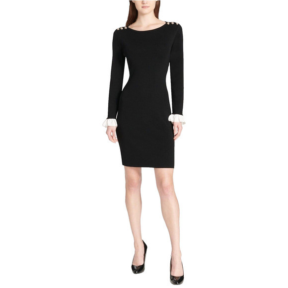 Tommy Hilfiger Women's Black Long Sleeve Embellished Sweater Dress Size Medium | Poshmark