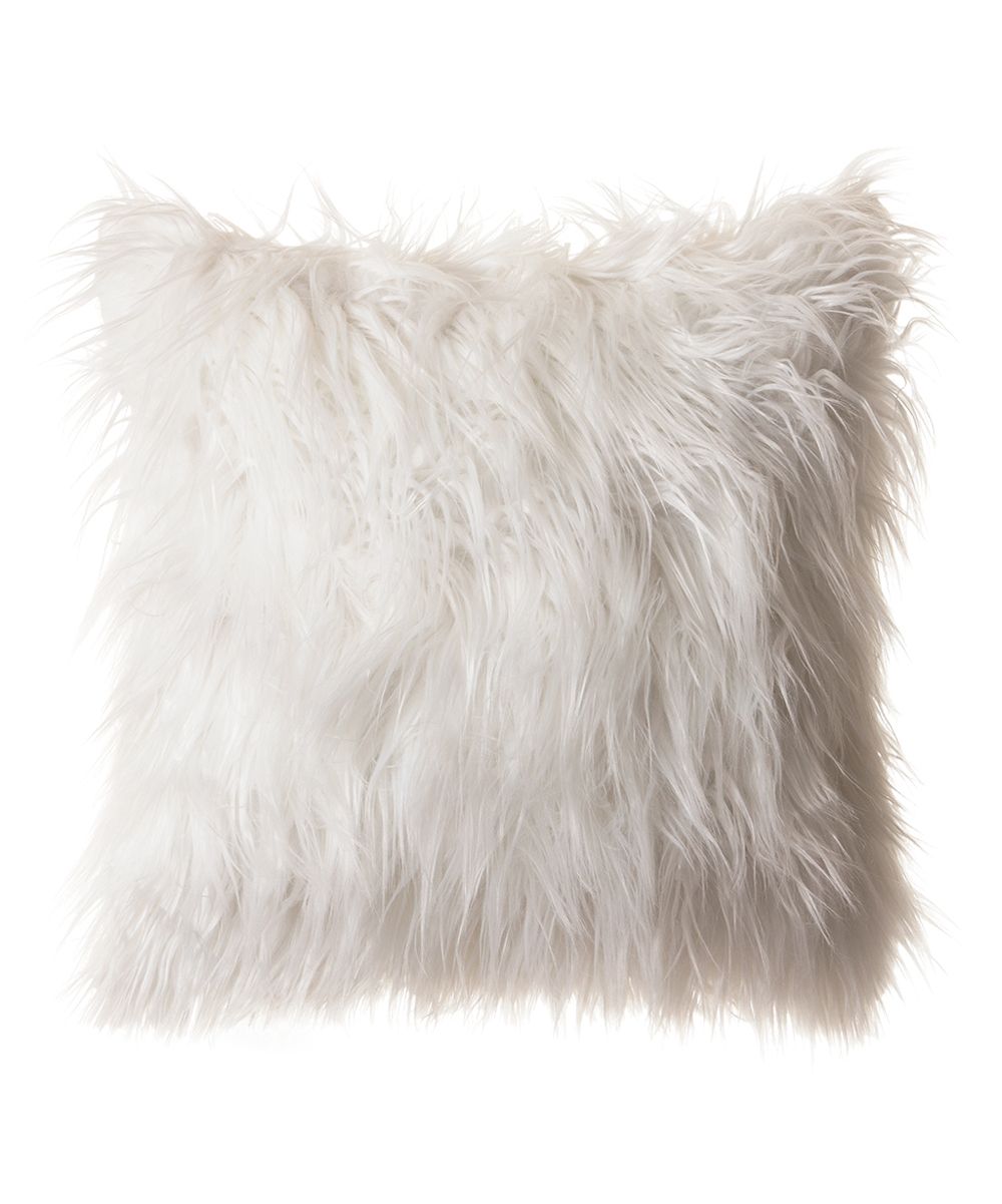 North End Decor Throw Pillows White - White Mongolian Long Faux Fur Throw Pillow | Zulily