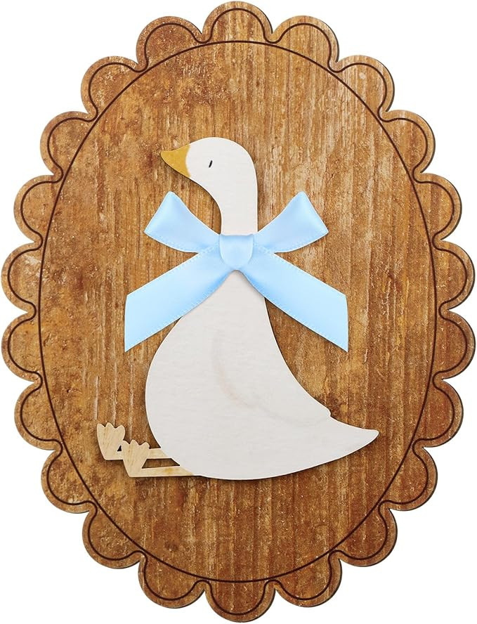 Weysat Goose Nursery Decor Wooden Vintage One Silly Goose Wall Art with Real Bow, Funny Animal Du... | Amazon (US)