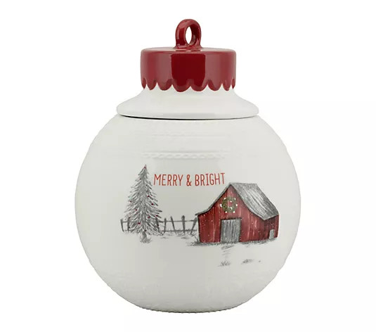 10 Strawberry S treet "Merry & Bright" Ornamen t Cookie Jar - QVC.com | QVC