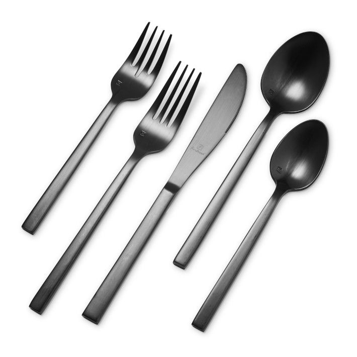 Fortessa Arezzo Brushed Black Flatware Set | Williams-Sonoma