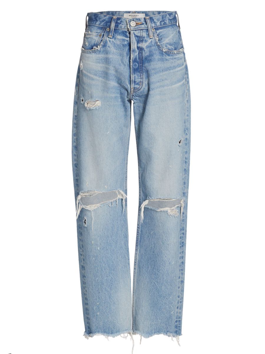 Moussy Vintage Odessa Ripped Straight-Leg Jeans | Saks Fifth Avenue