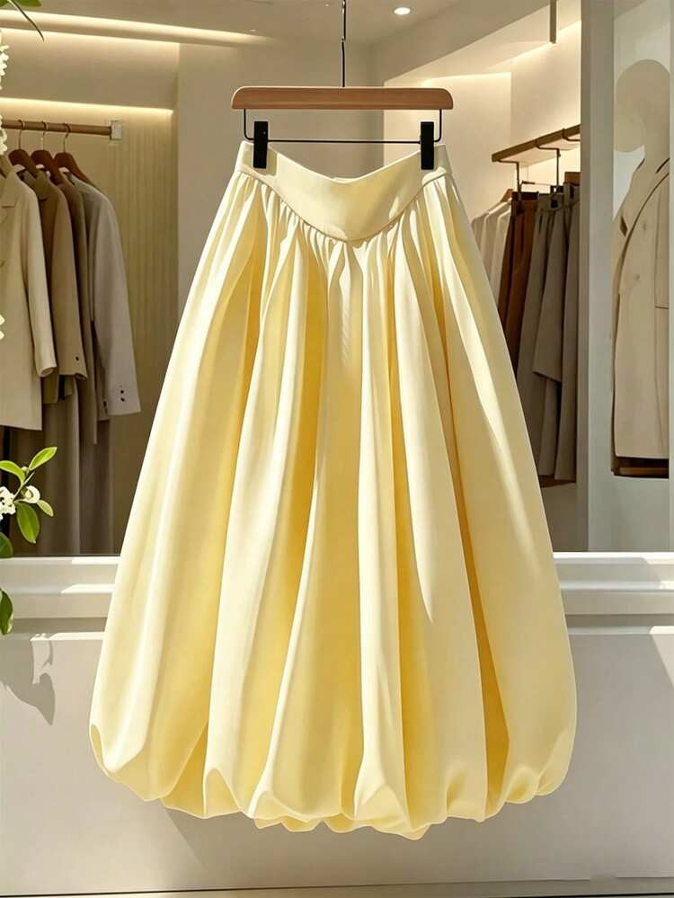 GlowEve Women's Yellow A-Line Floral Ruffle Hem Beach Skirt, Casual Vacation | SHEIN