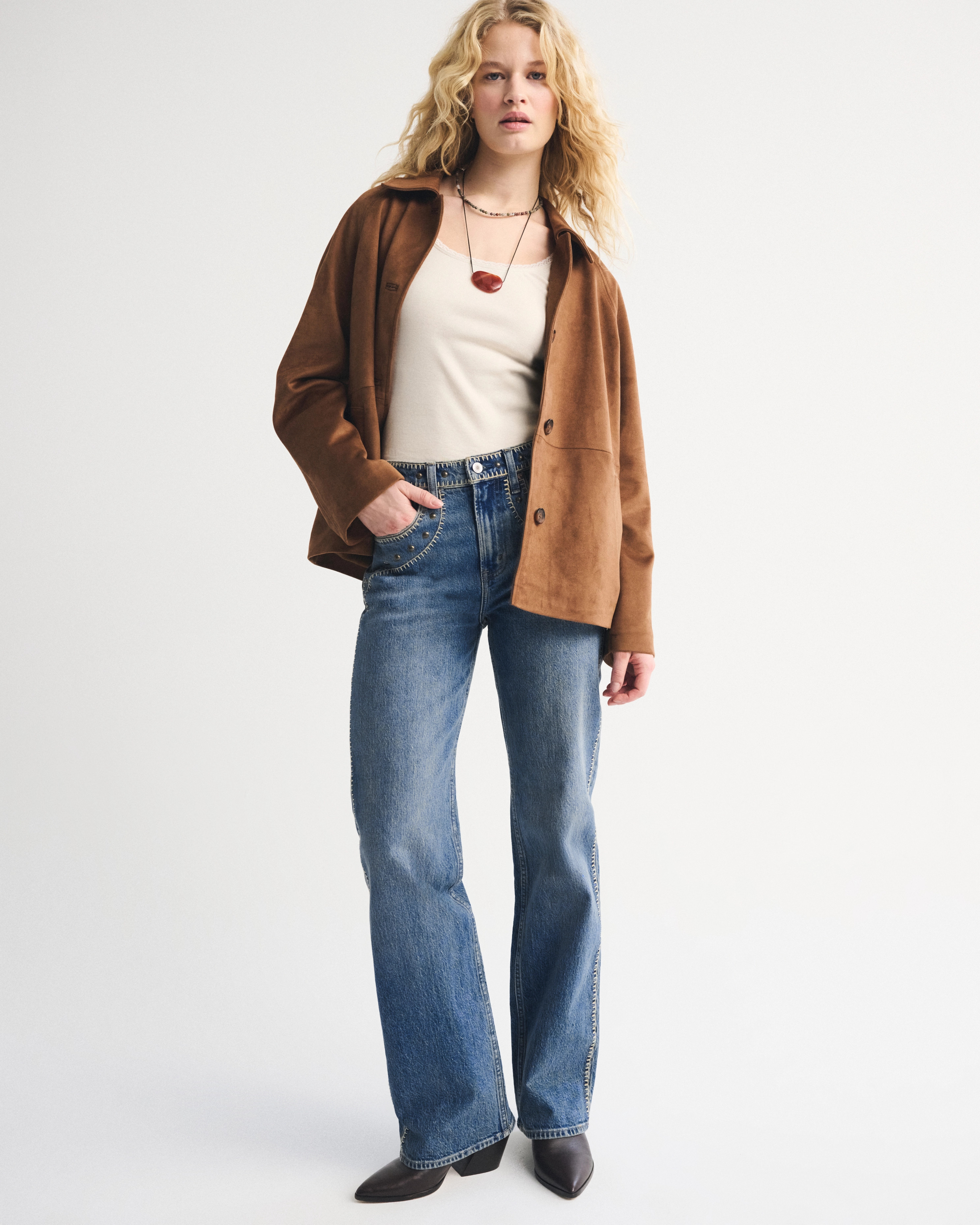 High Rise 90s Relaxed Studded Jean | Abercrombie & Fitch (US)