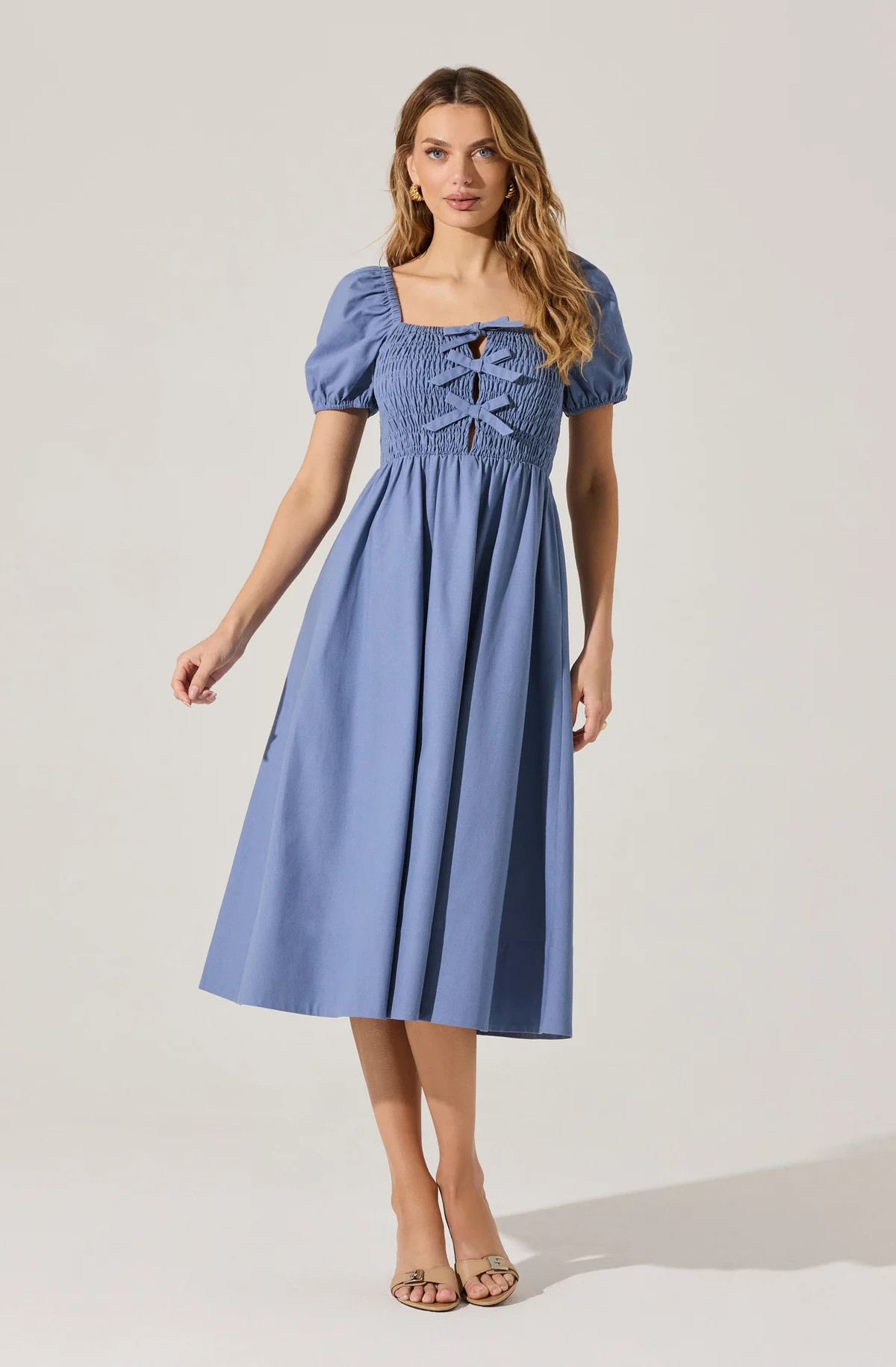 Smocked Bow Midi Dress | ASTR The Label (US)