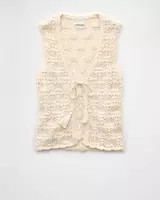 AE Tie Front Crochet Vest | American Eagle Outfitters (US & CA)