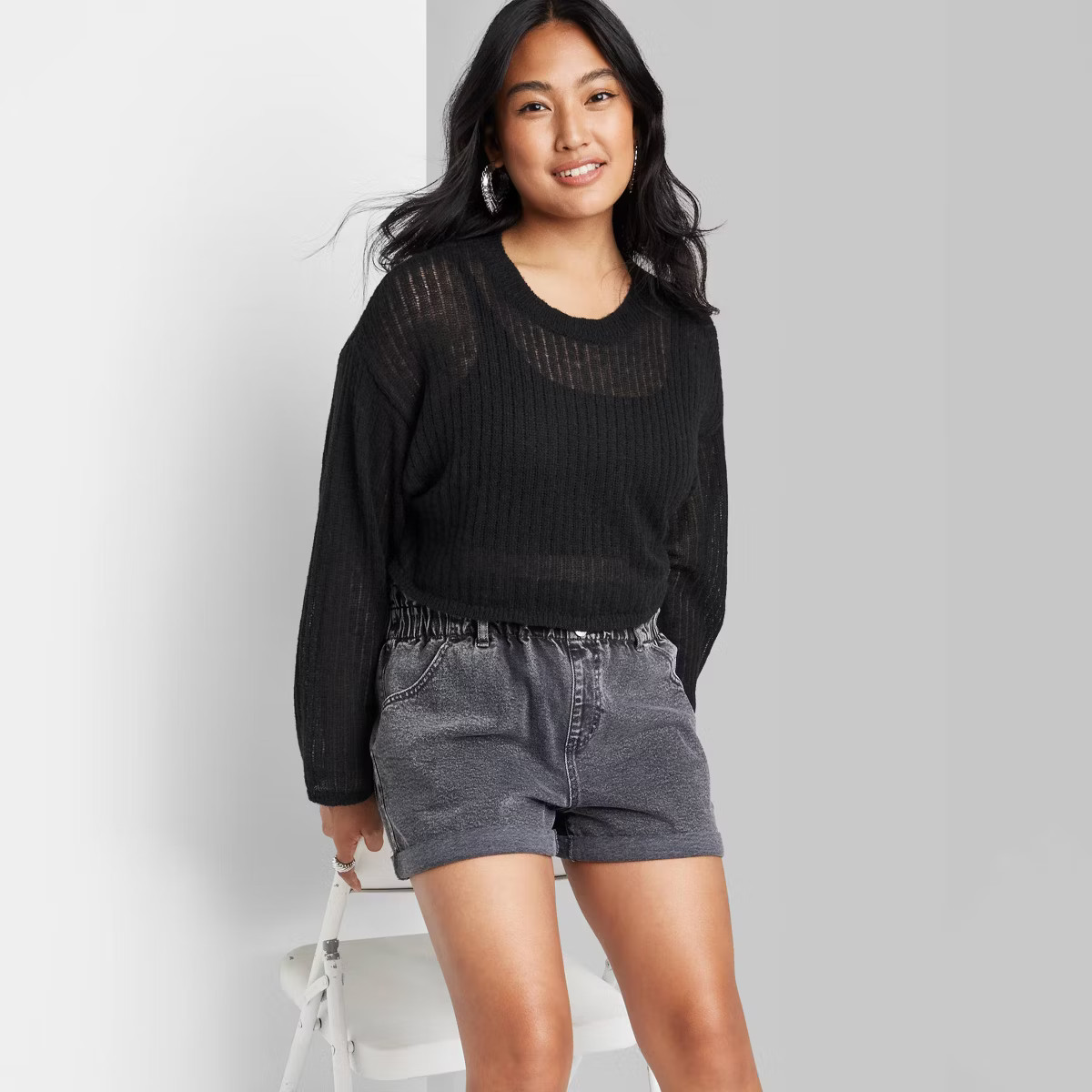 Women's Crewneck Open Knit Cropped Pullover - Wild Fable™ | Target