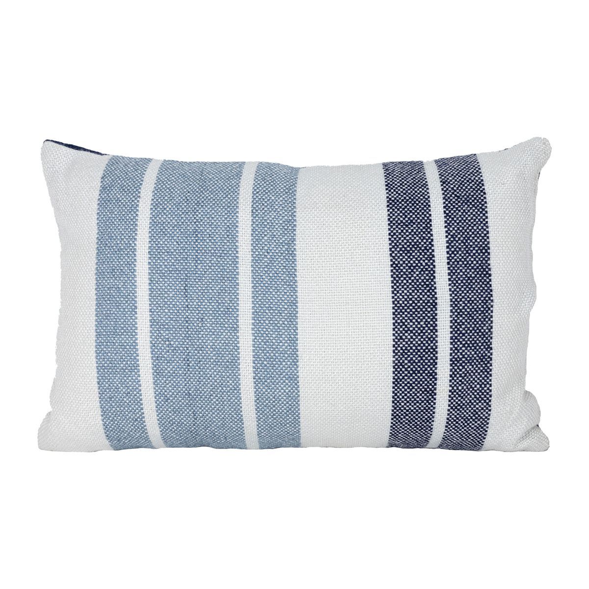 14X22 Inch Hand Woven Blue, White & Navy Striped Outdoor Pillow Polyester With Polyester Fill by ... | Target
