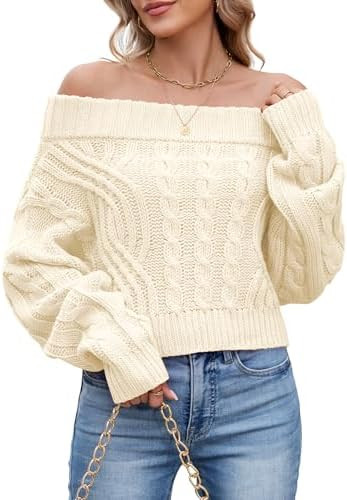 ZAFUL Women V Neck Button Knit Crop Sweaters Batwing Sleeve V Back Ribbed Hem Pullover Sweater | Amazon (US)