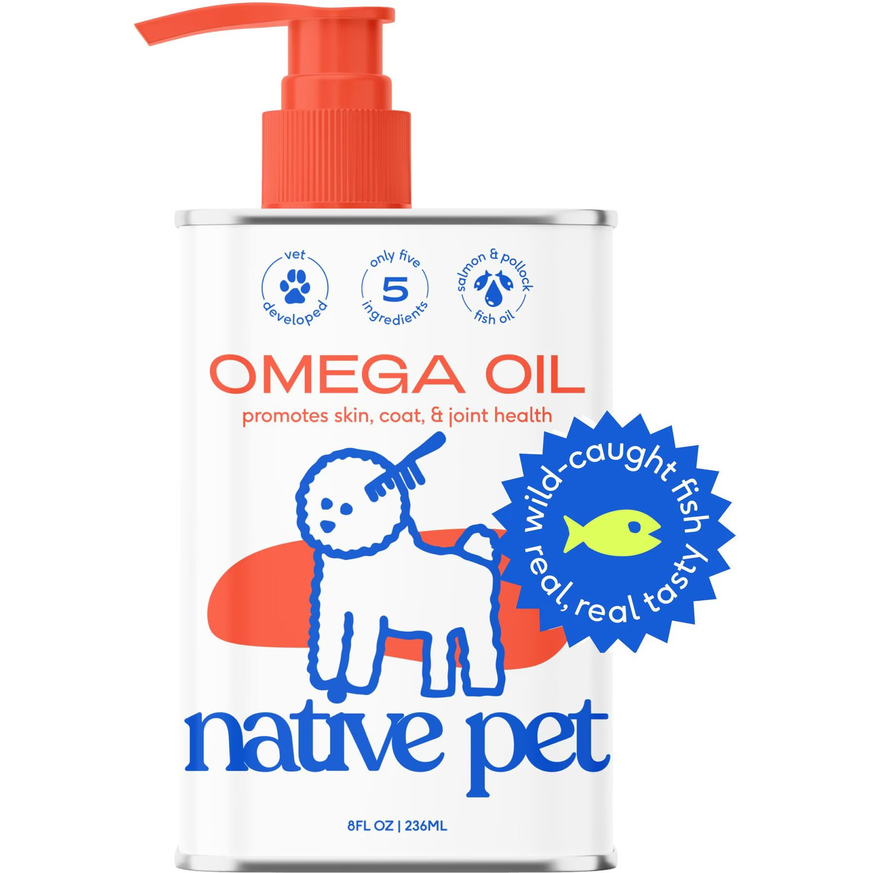 Native Pet Omega 3 Fish Oil Supplement To Support Skin & Coat Health for Dog, 8-oz bottle | Chewy