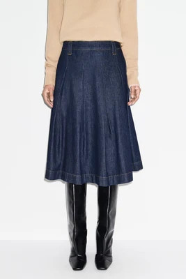 Julie Pleated Denim Skirt | ALIGNE USA