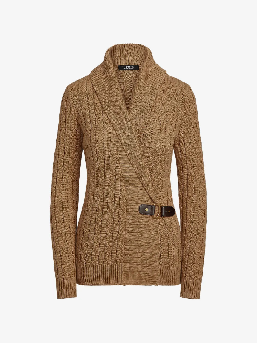 Lauren Ralph Lauren cable-knit buckled cardigan - Neutrals | Farfetch Global