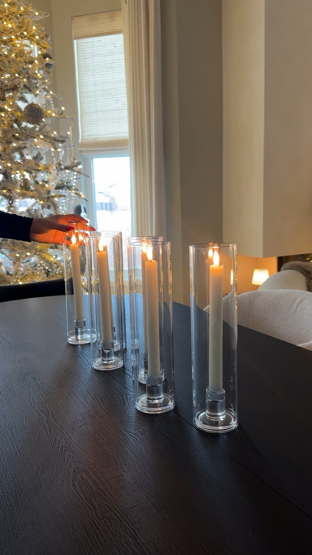 these glass hurricane candles holders are sooo luxe and great for
ambiance. Perfect for your fireplace or holiday tablesetting

#LTKHome #LTKHoliday #LTKSaleAlert