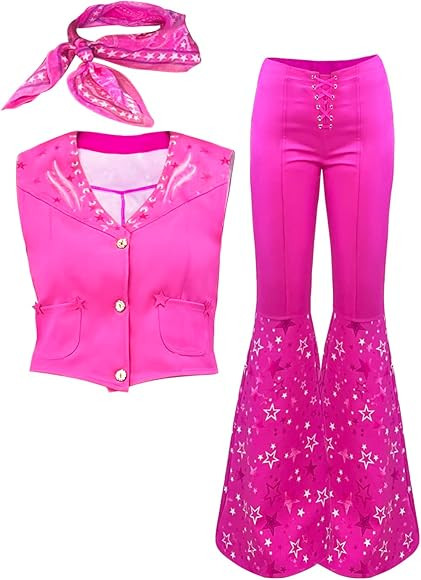 Naywig Cowgirl Outfit 70s 80s Hippie Disco Costume Pink Flare Pant Halloween Cosplay For Women Gi... | Amazon (US)