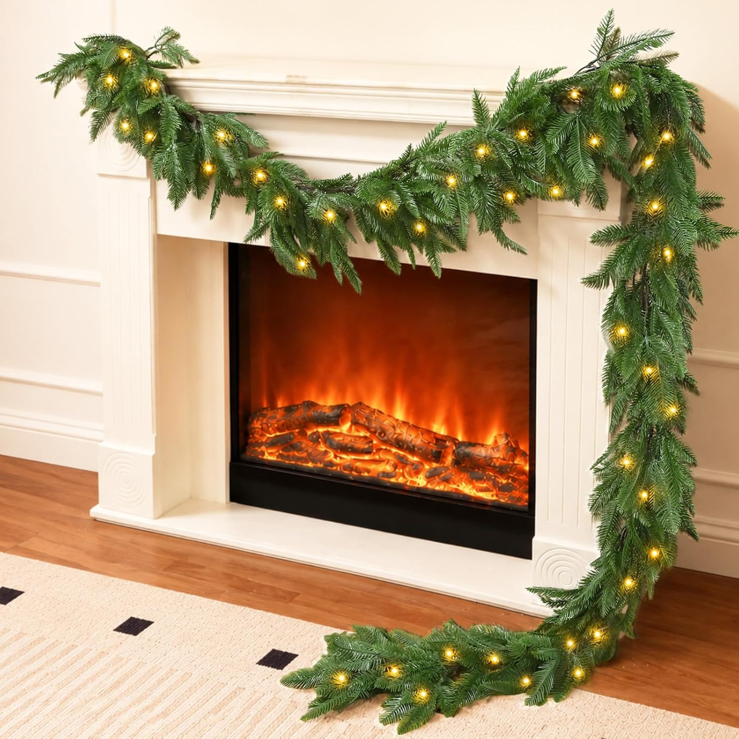 5.9FT Realistic Cedar Garland with Lights, Artificial Pine Garland | Amazon (US)