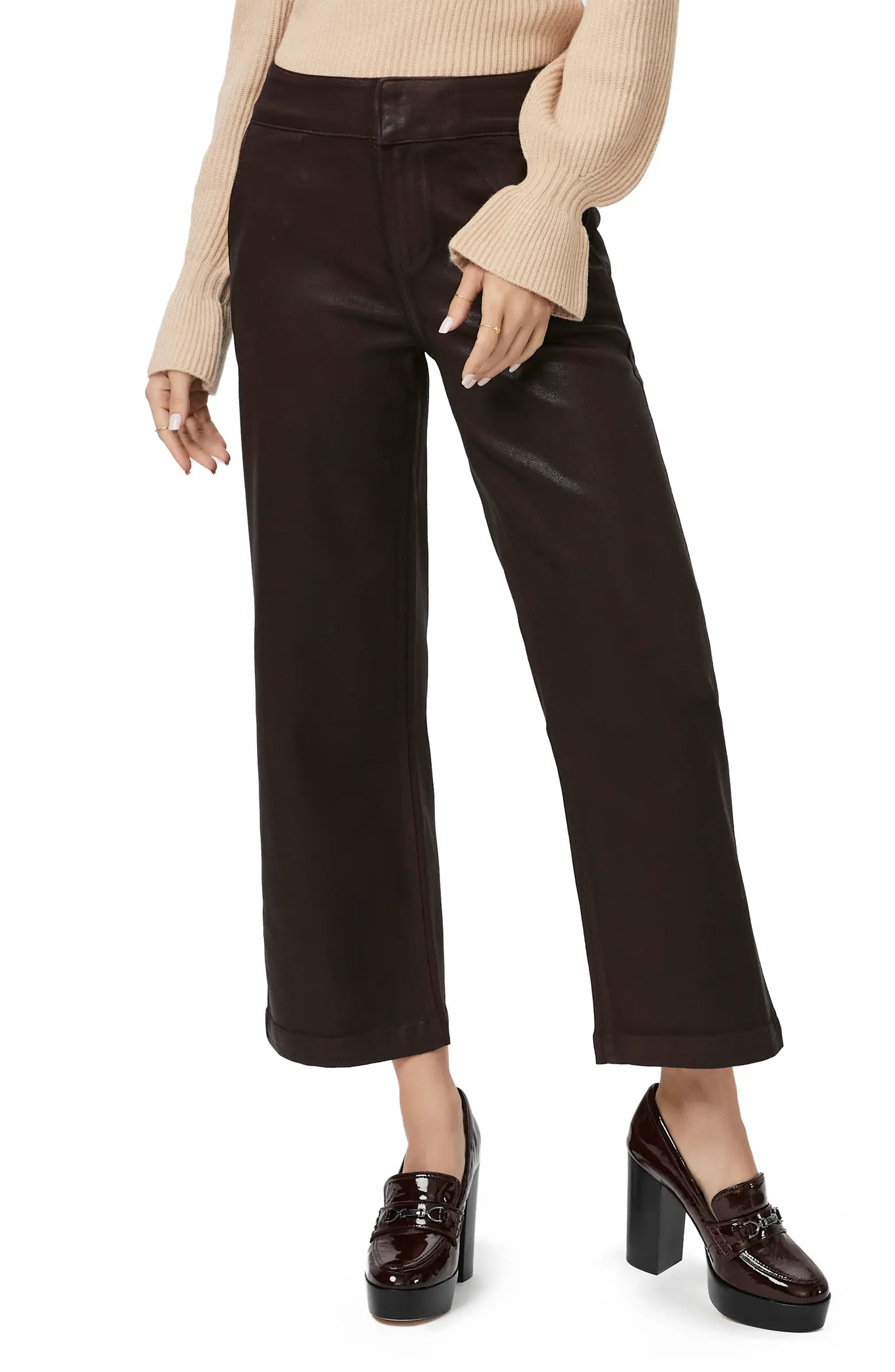 PAIGE Nellie Coated High Waist Wide Leg Trouser Pants | Nordstrom | Nordstrom
