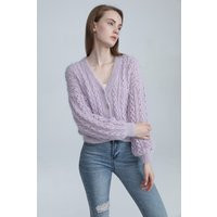 Hand Knit Mohair Cropped Cardigan Misty Lilac Cable | Etsy (US)