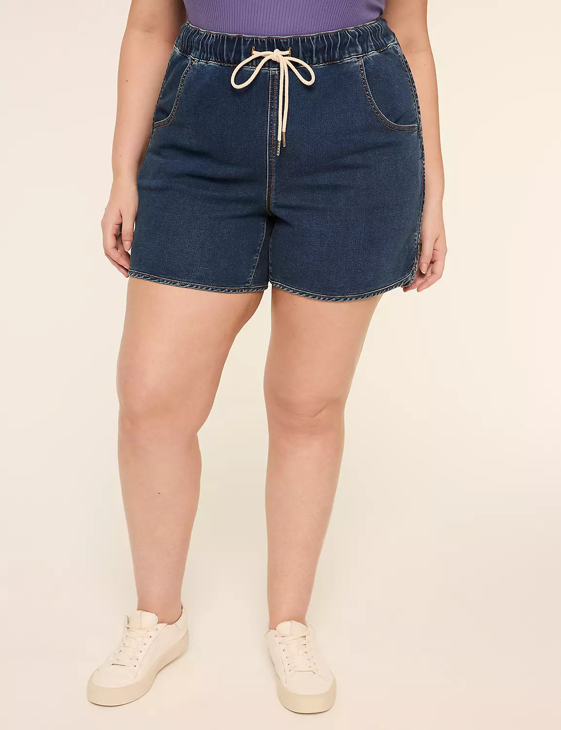 Pull-On Cloud Knit Denim Short | Lane Bryant (US)