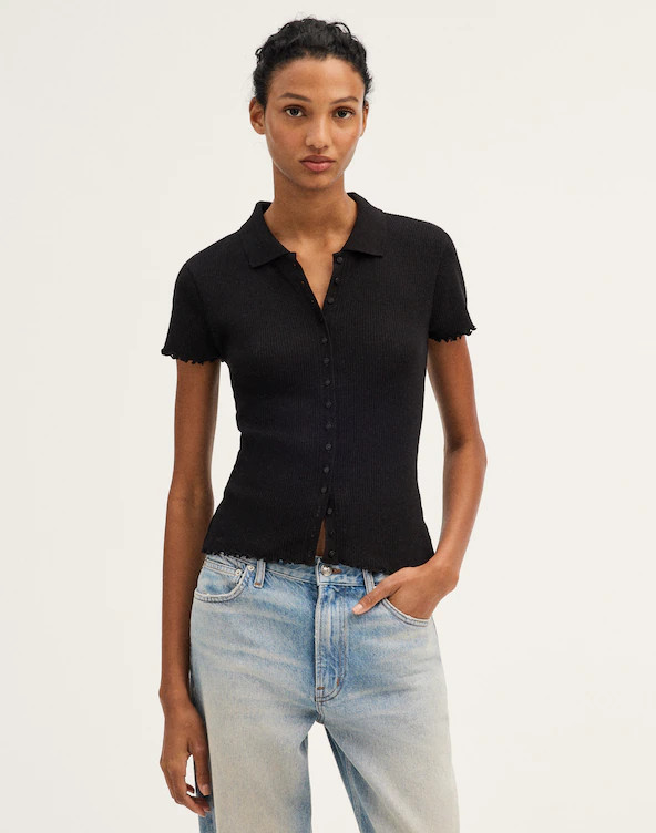 Cap-Sleeve Botton-Front Top | Madewell