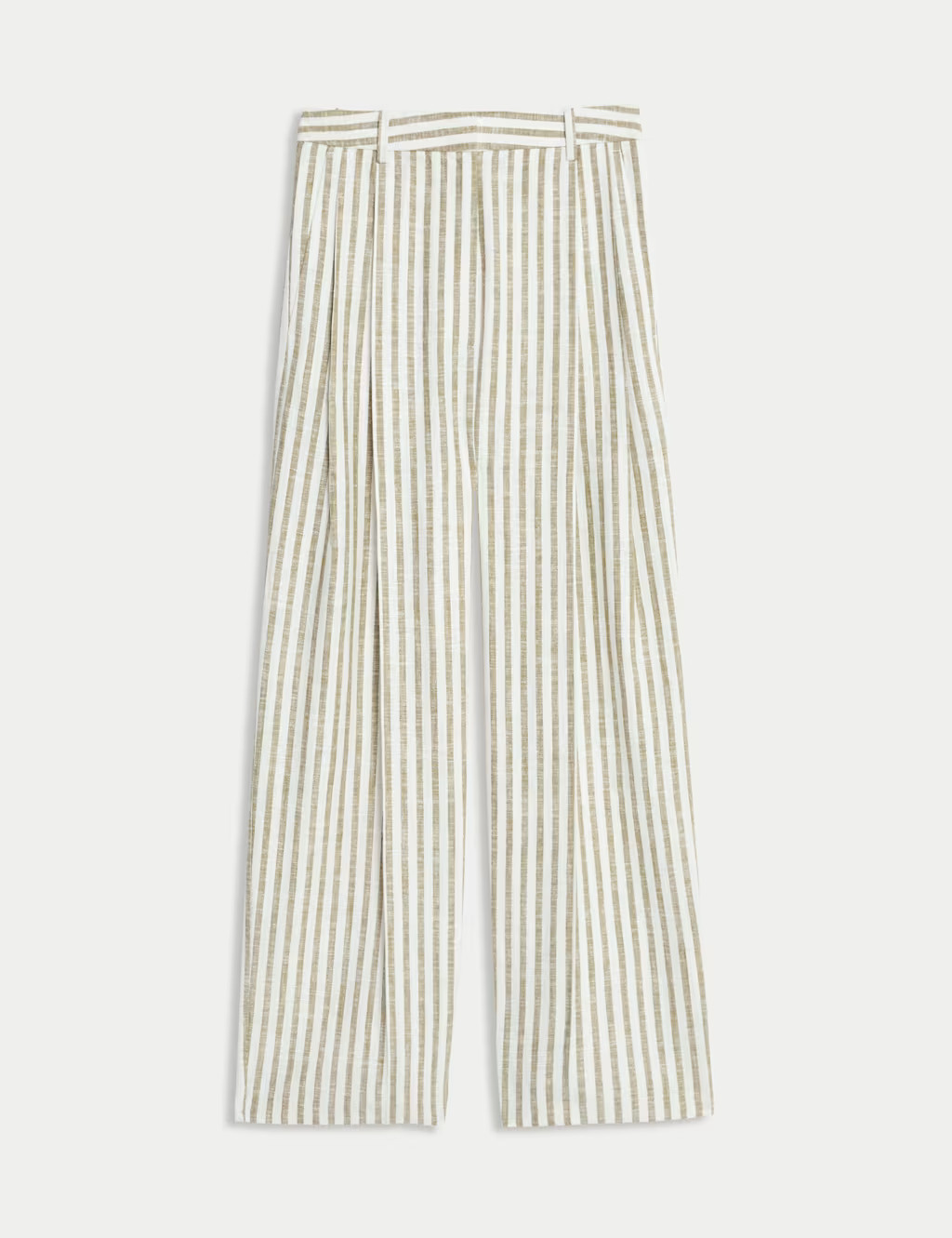 Linen Blend Striped Pleated Wide Leg Trousers | Marks & Spencer (UK)