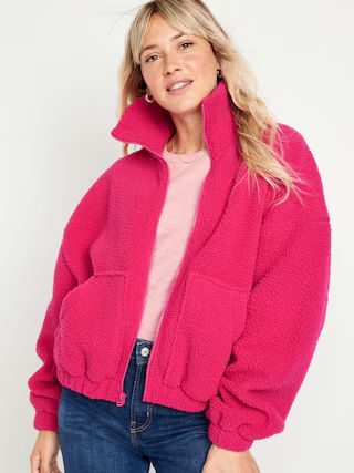 Oversized Full-Zip Sherpa Pullover for Women | Old Navy (US)