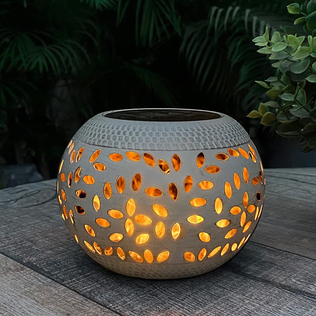 Solar Table Lantern Outdoor Waterproof- Dancing Flickering Flame Solar Powered LED Light,White Me... | Amazon (US)