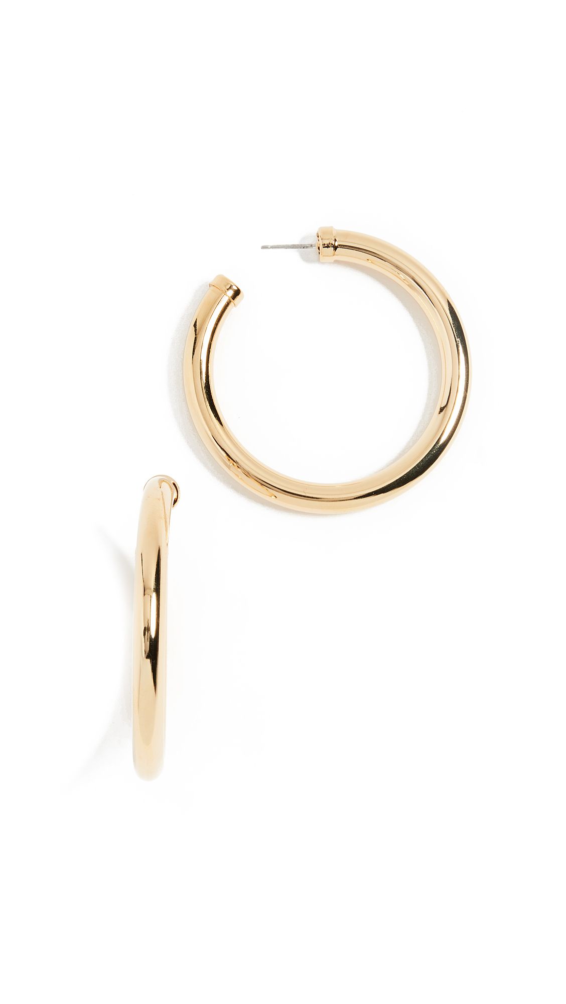 Kenneth Jay Lane Large Gold Tube Hoop Earrings | Shopbop