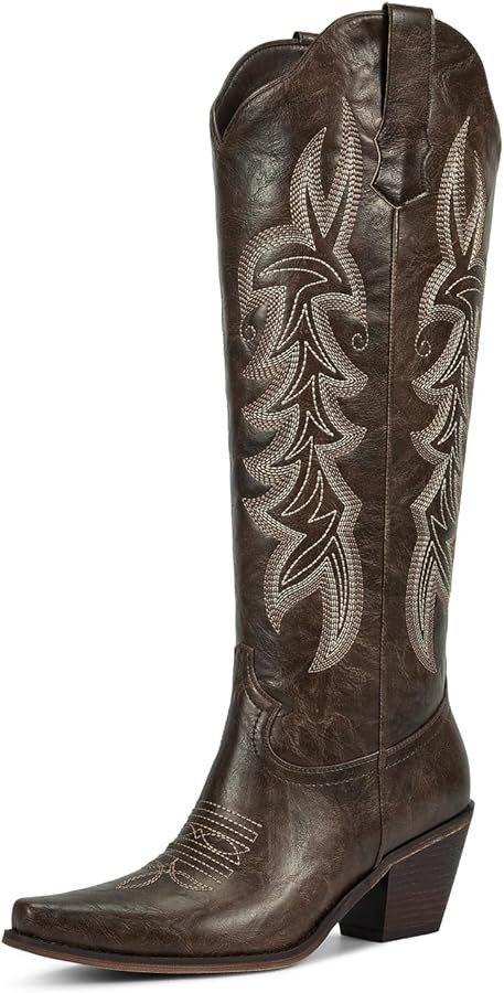 wetkiss Vintage Womens Cowboy Boots Western Ladies Cowgirl Boots Knee High,Comfortable Retro Styl... | Amazon (US)