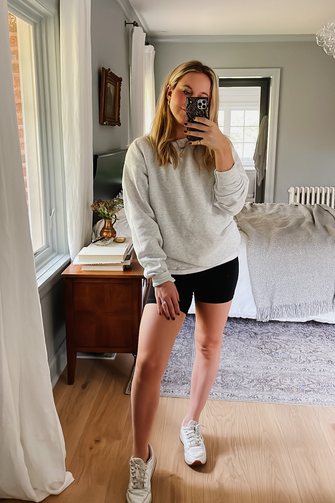 casual outfit inspiration, bike shorts, amazon crew neck 

#LTKstyletip