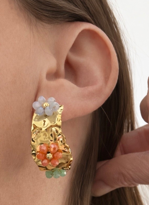 Floral beaded earrings 
Gold hoops

#LTKootd #LTKgrwm #LTKValentine