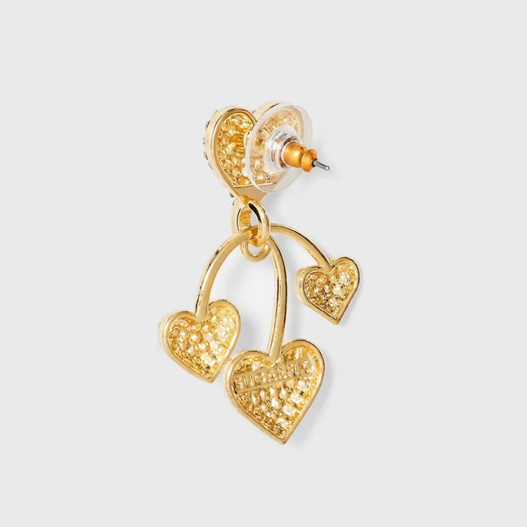 SUGARFIX by BaubleBar Rhinestone Heart Drop Earrings - Gold | Target