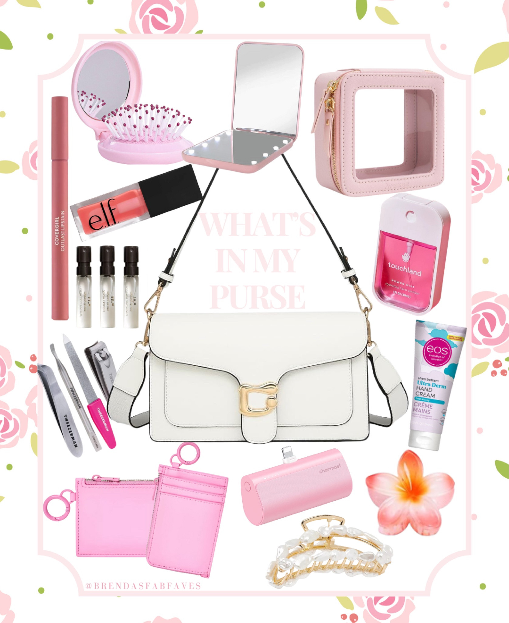 What’s in my purse!
Summer essentials, purse essentials, purse must haves, Amazon finds, Amazon purse essentials, purse organization, girly must haves, pink accessories, claw clips, portable charger, 

#LTKItBag #LTKFindsUnder50 #LTKSeasonal