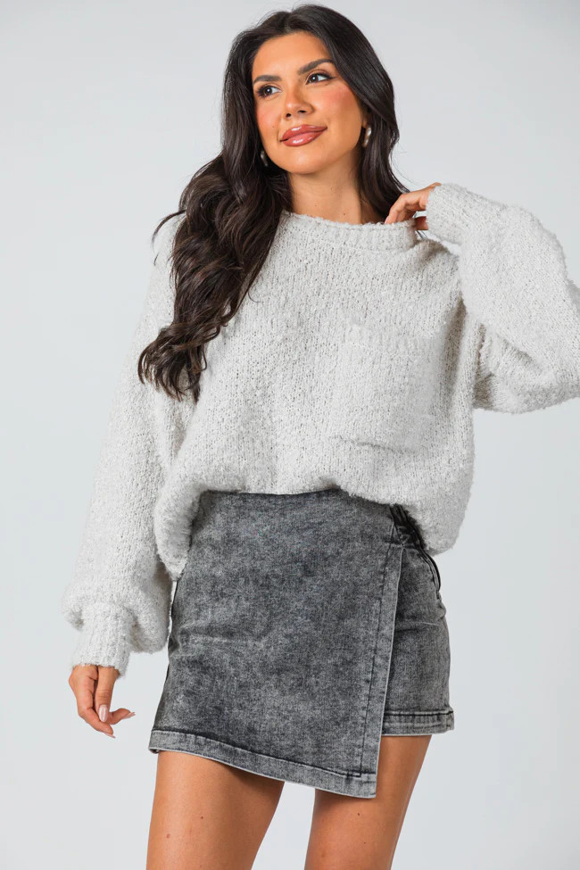 My Favorite Black Acid Wash Denim Skort | Pink Lily