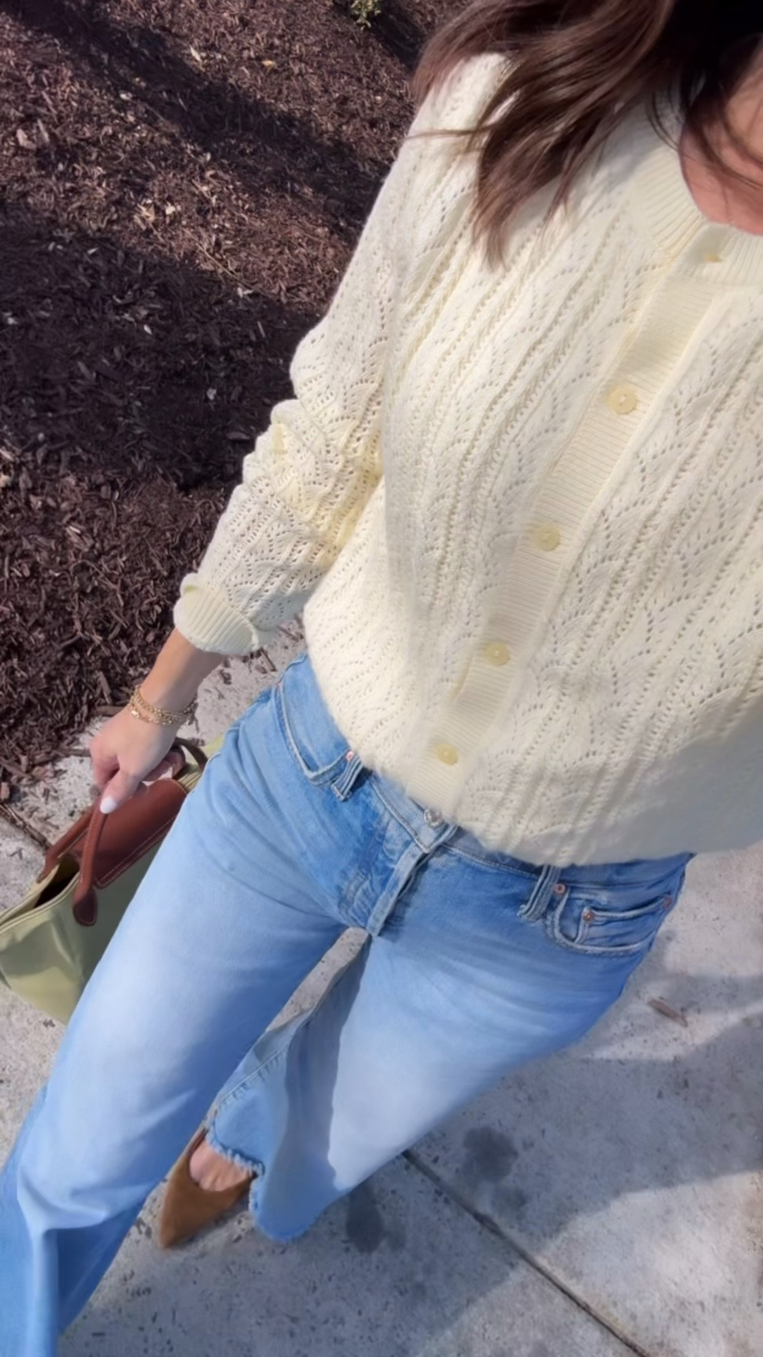 Spring style. Pointelle cardigan. Butter yellow. 
Cardi S. Jeans TTS, 25.

#LTKOver40 #LTKSeasonal #LTKootd
