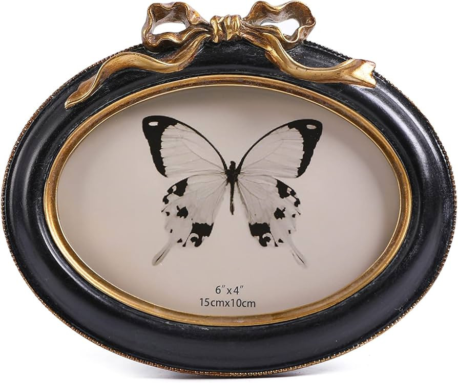 SIKOO Vintage Frames 4x6 Oval Frame Antique Picture Frame Tabletop and Wall Mount Bow Frame, Anti... | Amazon (US)