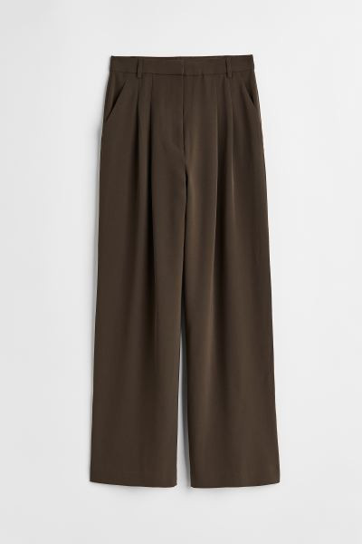 Wide trousers - Dark brown - Ladies | H&M GB | H&M (UK, MY, IN, SG, PH, TW, HK)