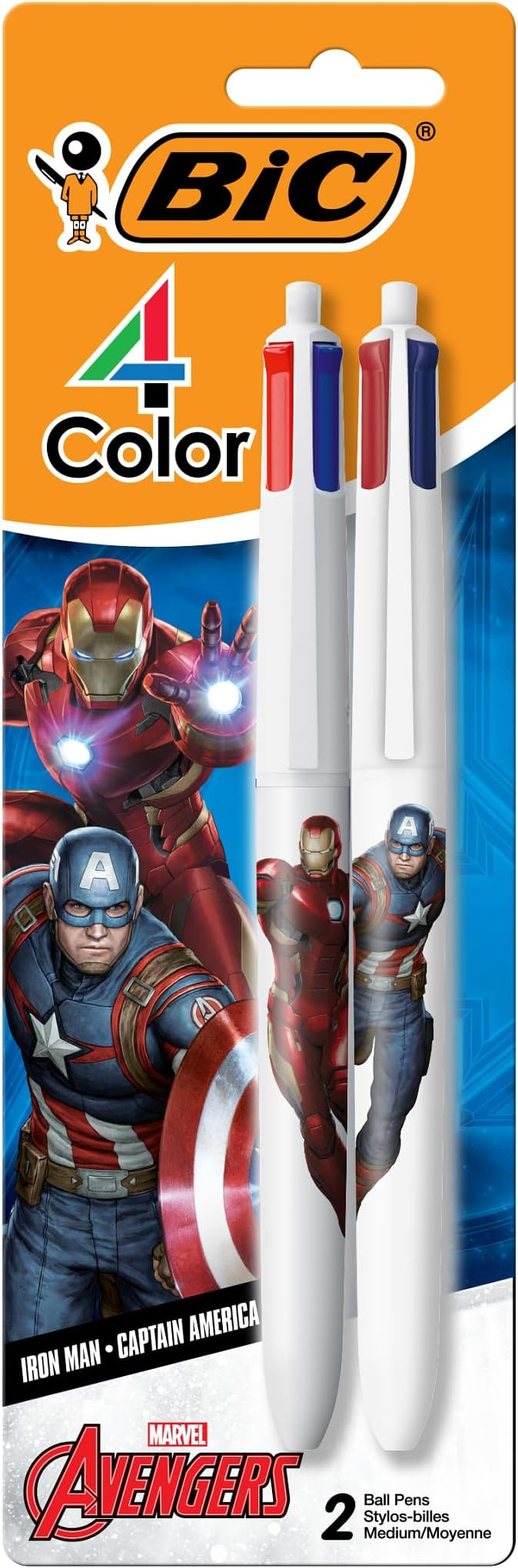 BIC 4 Color Retractable Ballpoint Pen with Marvel's Avengers Characters, Wide Barrel for Comfort,... | Amazon (US)