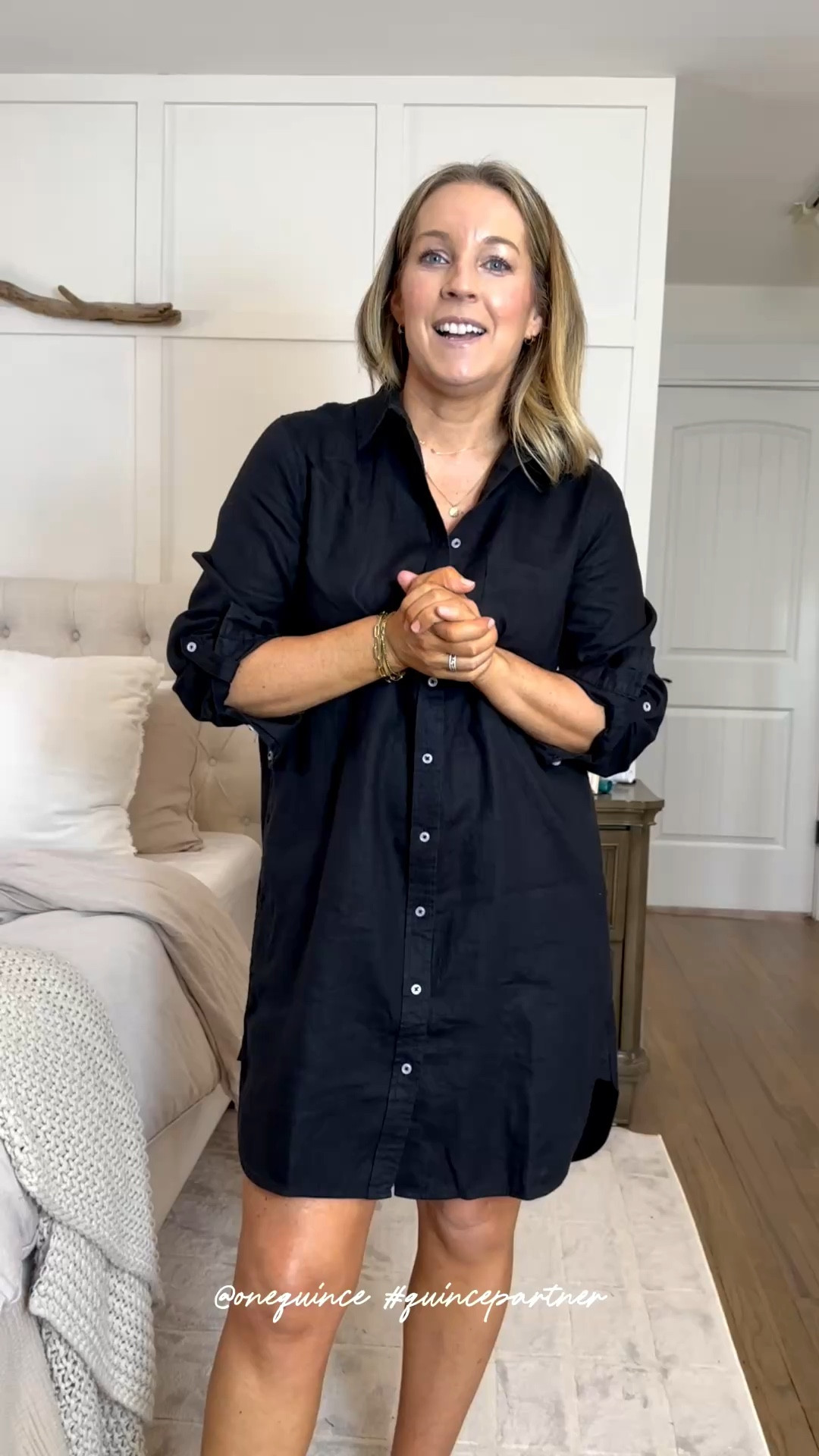 Obsessed with this European linen shirtdress. I’m in a medium and it’s so timeless and easy to style. The epitome of effortless and relaxed while still looking polished and chic! Add the bag and some subtle statement jewelry to finish it off! Comfy and cute! Earrings are gold vermeil, which is sterling silver layered with a thick layer of 18k gold, which is much higher quality than standard gold plating. 

 #QuincePartner @onequince 

#LTKgrwm #LTKootd #LTKTravel