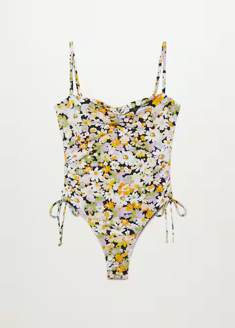 Gathered print swimsuit | MANGO (US)