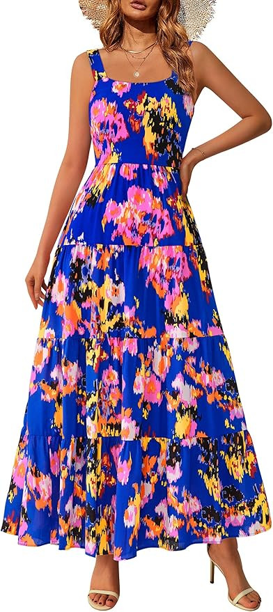 PRETTYGARDEN Womens 2026 Summer Dresses Fashion Clothing Floral Maxi Dress Ruffle Long Flowy Boho... | Amazon (US)