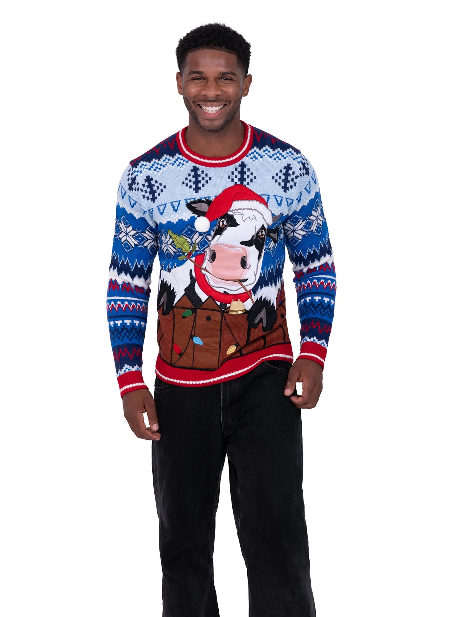 Jollidays Men's Long Sleeve Crewneck Ugly Christmas Sweater, Sizes S-XXL | Walmart (US)