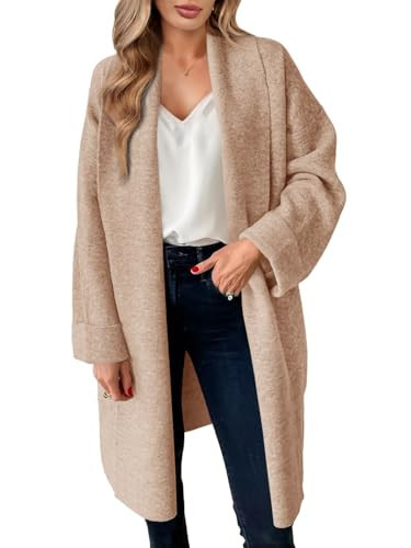 Saodimallsu Womens Open Front Chunky Cardigan Long Oversized Loose Knit Coatigan Sweater Jacket 2024 Fall Coats Camel | Amazon (US)