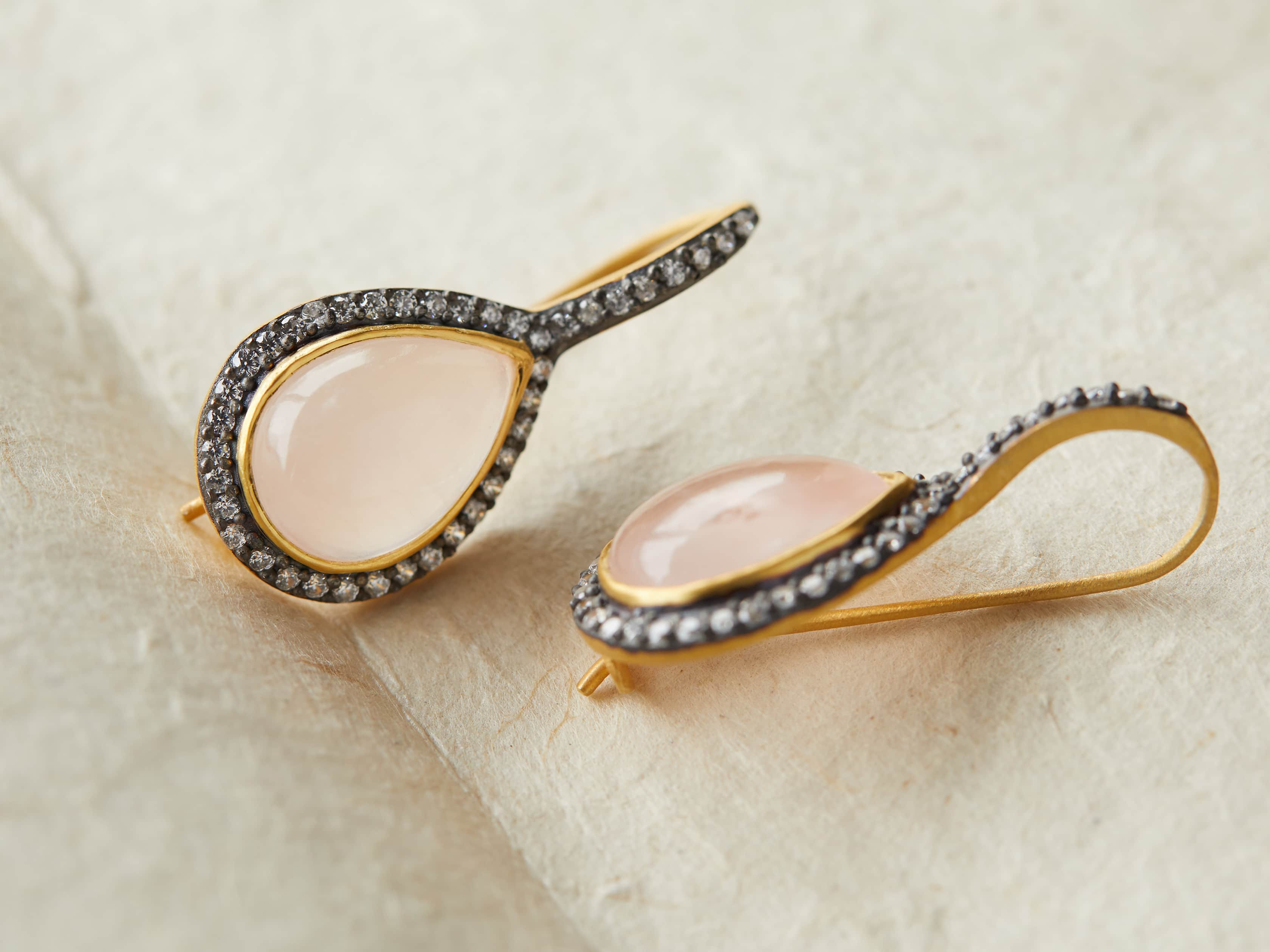Marzipan Opaque Rose Tear Drop Earrings | Arhaus