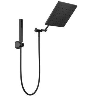 Delta Raincan 1-Spray Dual Wall Mount Fixed and Handheld Shower Head 1.75 GPM in Matte Black 7552... | The Home Depot