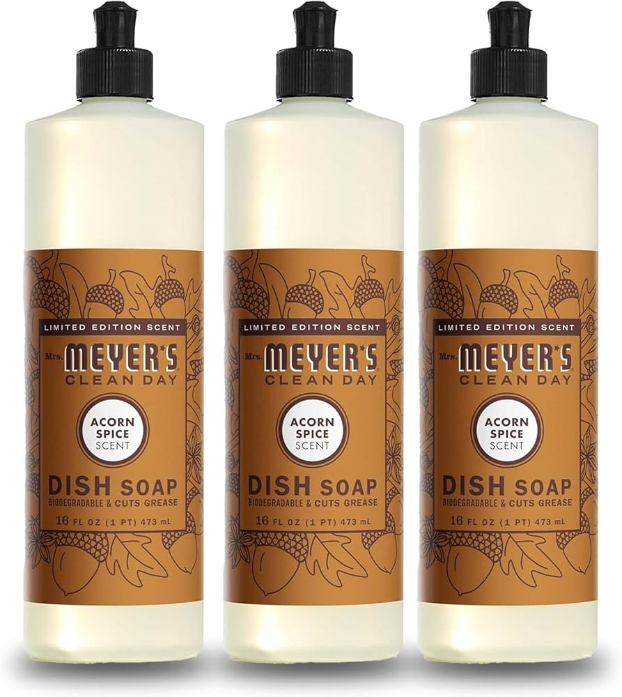 MRS. MEYER'S CLEAN DAY Liquid Dish Soap, Biodegradable Formula, Limited Edition Acorn Spice, 16 f... | Amazon (US)