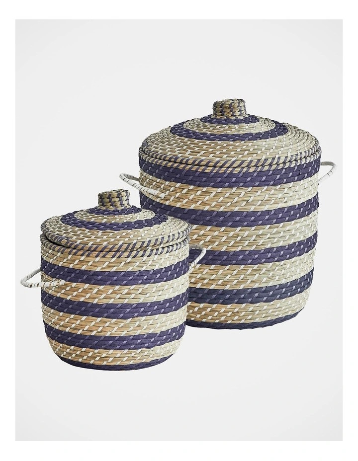 Skyros Seagrass Basket Set of 2 in Natural/Blue | Myer