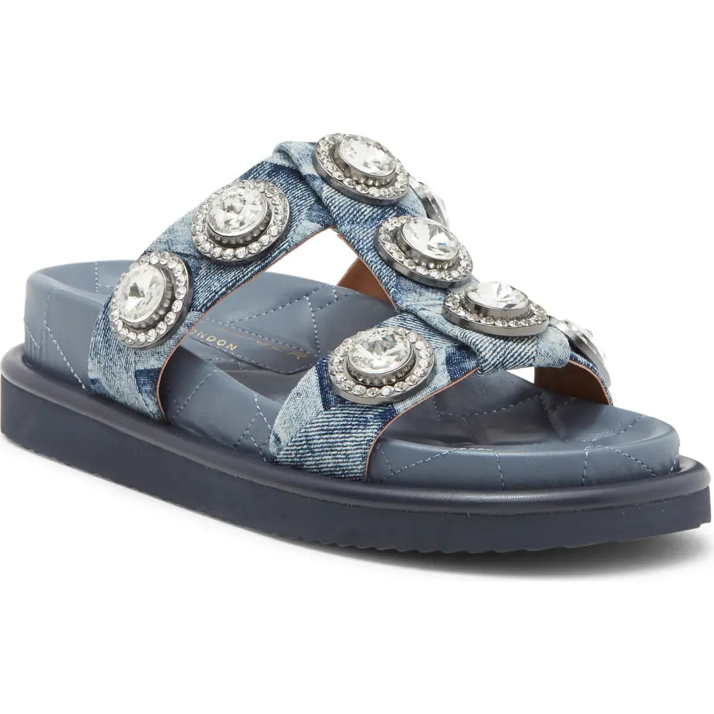 Kurt Geiger London Orson Crystal Slide Sandal in Navy at Nordstrom, Size 7Us | Nordstrom