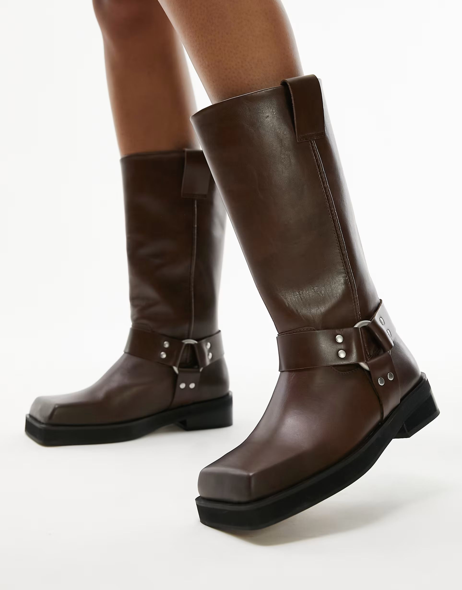 Topshop - Ruby - Bottes de motard en cuir de qualité - Marron | ASOS (Global)