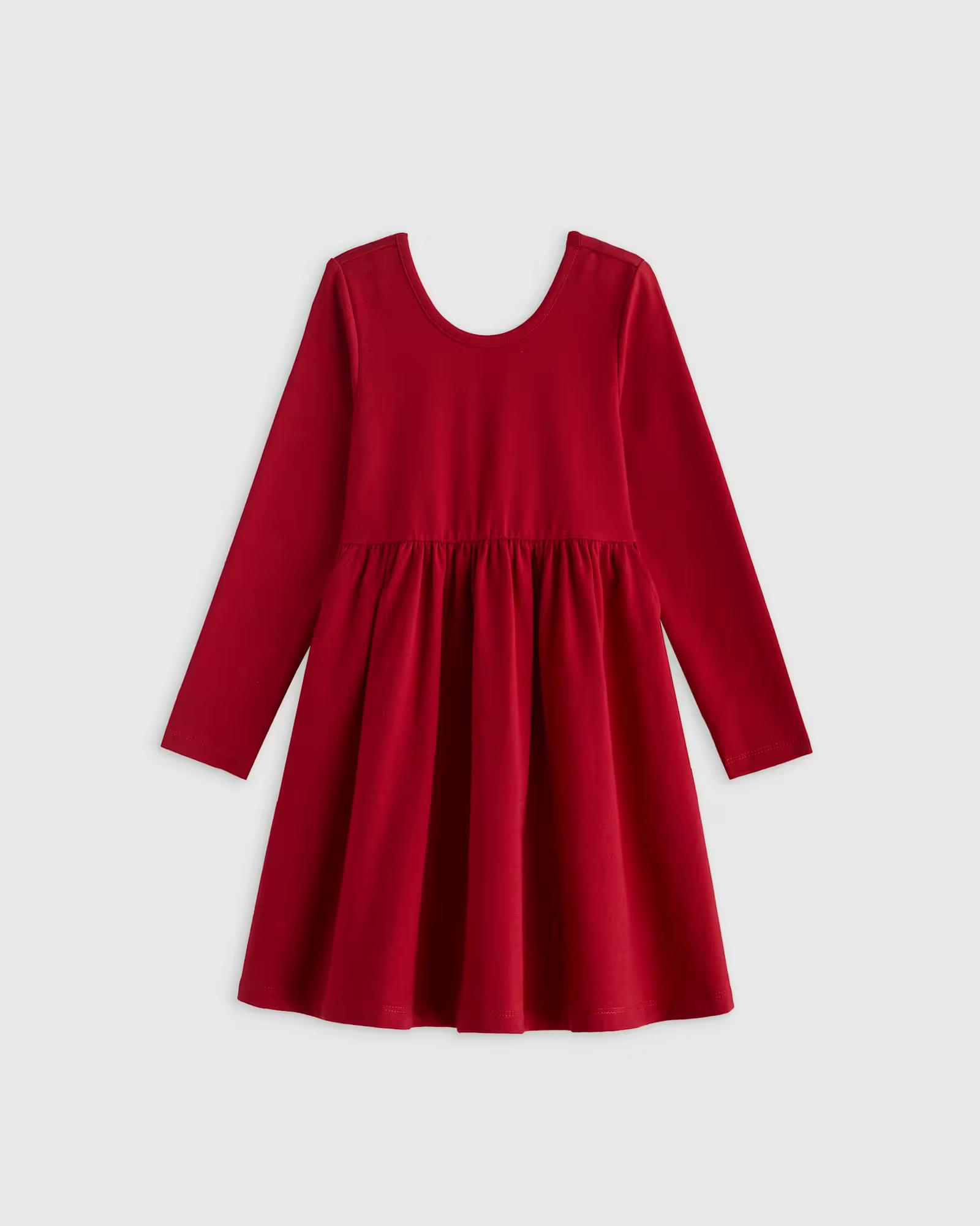 Red Girl's Organic Cotton Long Sleeve Skater Dress | Quince